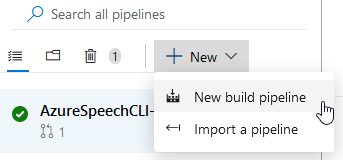 New build pipeline button