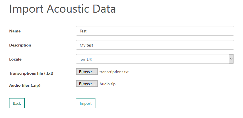 Custom Speech - import acoustic data form