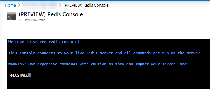 Running Redis command in Azure Portal