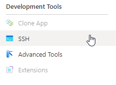 SSH item in Azure Web Apps settings blade